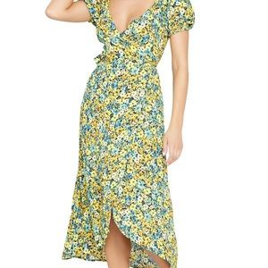 L*Space Talia High/Low Wrap Dress in daisy print